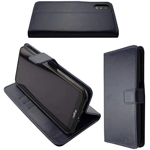 caseroxx Bookstyle Handytasche für Neffos C9 Max in blau – Klapphülle mit Kreditkartenfächern, Magnetverschluss, Standfunktion & Rundumschutz für Display und Gehäuse