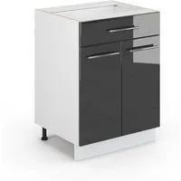 Vicco Unterschrank Fame-Line, Anthrazit Hochglanz/Weiß 60cm von Vicco
