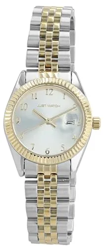 Just Watch Damen Armbanduhr Analog in Bicolor, Gesamtlänge 23.5 cm, Edelstahlarmband – 5 ATM