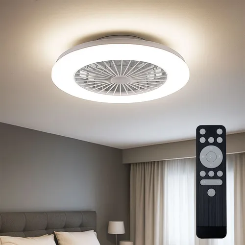 BRILONER CCT Deckenventilator mit Beleuchtung - Multifunktionale Lampe und Ventilator in einem, dimmbar und mit Fernbedienung. Perfekt für Schlafzimmer und Wohnzimmer, mit 5 Geschwindigkeiten und Timer-Funktion.