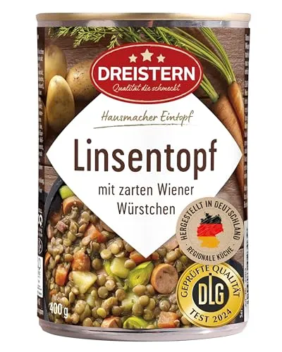 DREISTERN Linsentopf 400g mit Wiener Würstchen & Gemüse