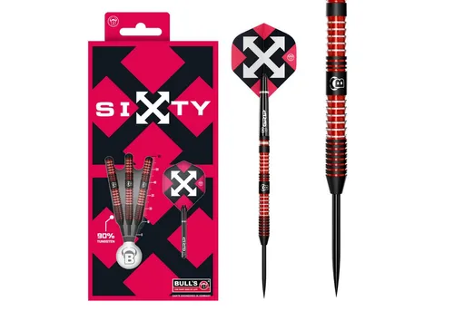BULL'S Sixty S1 Steel Dart - 21g - Präzise Steeldarts aus 90% Tungsten mit rotem Design, ideal für präzise Würfe und ein verbessertes Spielerlebnis.