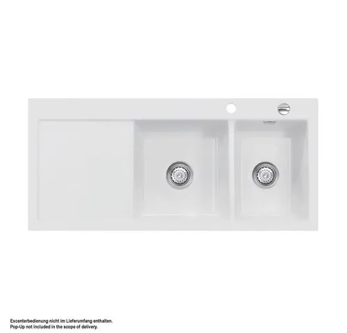 Systemceram Küchenspüle KeraDomo MERA DOUBLE Becken rechts Handbedienung Satin, 110/510 cm