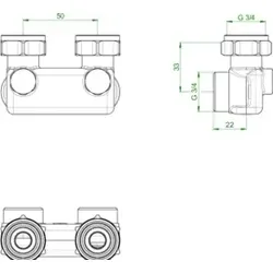 Oventrop Umlenkstück mit Absperrung 1016462 - Sanitärinstallation, hochwertiges vernickeltes Messing, ideal für effiziente Rohrleitungen mit 50 mm Abstand.
