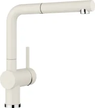 Blanco Linus-S Einhebelmischer Hochdruck, Silgranit-Look, softweiß (526959) - Armatur mit minimalistisches Design, herausziehbarer Schlauchbrause und hochwertiger Metallausführung, ideal für modernes Kochen und einfaches Befüllen von Töpfen.