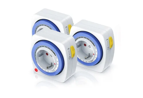 BEARWARE Zeitschaltuhr mechanisch 24h - Praktische 24h Zeitschaltuhr mit Kinderschutzsicherung, ideal für energiesparendes Steuern von Geräten im Standby-Modus und zur Einbruchsicherung durch simulierte Anwesenheit.