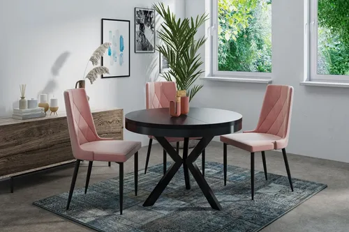 WFL Group Esstisch Rund, Schwarz, 100x76 cm