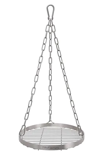 TR-FLAMES 30cm Edelstahl Grillrost Mit Kette Ø4, Schwenkgrill, BBQ, Camping, Outdoor Grillzubehör