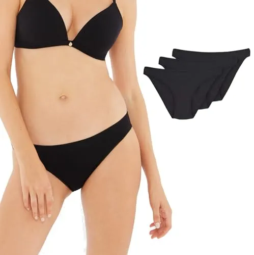 Dagi Baumwollunterwäsche für Damen, nahtlos, atmungsaktive Höschen für Damen, niedrig sitzende, elastische Höschen, bequem, 3er-Pack, Schwarz, S