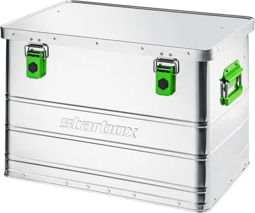 ALUTEC MÜNCHEN Aluminiumbox Starbox 70 - Werkzeugkasten mit 70 l Fassungsvermögen, leicht und stabil (3,74 kg), staub- und spritzwassergeschützt, ideal für Werkzeuge und Gartengeräte.