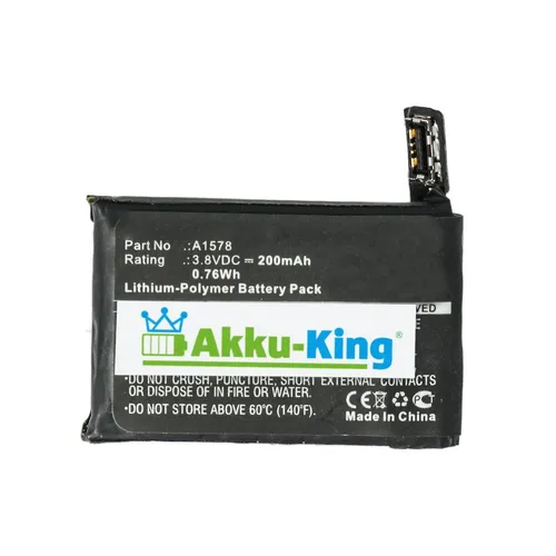 Akku-King Akku für Apple Watch 38mm 42mm A1553 A1554 ersetzt A1578 Battery Accu