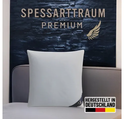 SPESSARTTRAUM Gänsefederkopfkissen Premium 80x80 cm - Kissen für Seitenschläfer & Rückenschläfer, Füllung aus 85% Gänsefedern und 15% Gänsedaunen, Hausstauballergiker geeignet, exzellente Stützkraft, 60°C waschbar und Made in Green.