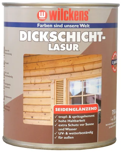 Wilckens Dickschichtlasur Nussbaum 750 ml – Seidenglänzend - Seidenglänzende Dickschichtlasur für Holz im Außenbereich. Schützt zuverlässig vor Sonne und Wasser, ist tropf- und spritzgehemmt und sorgt für eine langlebige Holzoptik. Ideal für Fenster, Türen und Gartenmöbel.