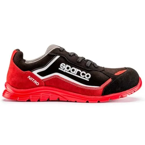 Sparco Sneaker Nitro S3 Rot/Schwarz - Größe 42 EU - Powersport Schuhwerk mit atmungsaktivem Mesh-Futter, gepolstertem Design für Komfort und reduzierte Ermüdung beim Tragen.