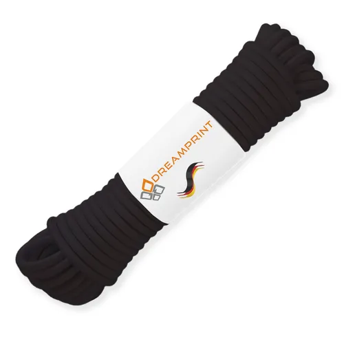 Dreamprint Expanderseil 30m Schwarz 8mm Ø – Wetterfestes Gummiseil für vielseitige Anwendungen - Camping-Zubehör – Das Dreamprint Expanderseil ist wetterfest und reißfest, ideal für sicheres Befestigen von Planen, Campingausrüstung und mehr.