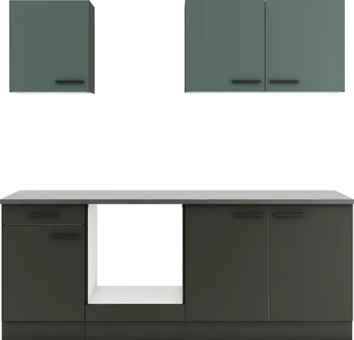 Optifit Küchenzeile KPVM 2136OE-9 mit Steingrün/Anthrazit