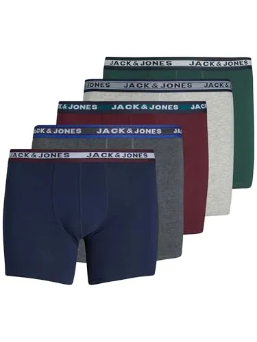 Jack & Jones Herren Boxer Shorts Jacoliver Trunks 5 Pack Noos Pls - Herren-Boxershorts im praktischen 5er-Pack, bequem und stylisch, ideal für Übergrößen.