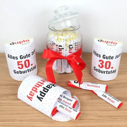 AUFKLEBER SET - Duplo zum Geburtstag Geschenk Frau Mann Dame Herr Geschenkidee Geburtstagsgeschenk (50. Geburtstag)