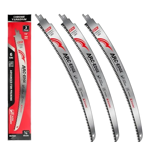 EZARC Säbelsägeblätter mit japanischen Zähnen, 3tlg Bogenkante Säbelsägeblätter für Holz 380mm, 6 TPI zum Beschneiden von Bäumen, Holzschneiden