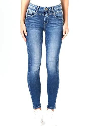 Miracle of Denim M.O.D Damen Jeans Elena Skinny Fit, Bequemer Stretch-Denim, Schlanke Passform (DE/NL/SE/PL, Bundweite & Schrittlänge, 34, 30, Crayon Blue)