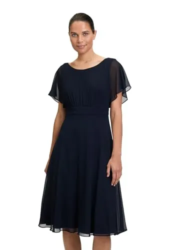 Cocktailkleid VERA MONT - Feminin und Ausgestellt in Night Sky - Elegantes Damen Cocktailkleid aus leichtem Chiffon mit figurbetonender Raffung. Ideal für festliche Anlässe, einfaches An- und Ausziehen dank Reißverschluss. Größe 44, pflegeleicht und zeitlos.