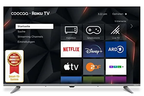 coocaa 40R3G ROKU LED-TV - 40 Zoll FULL HD Fernseher mit Triple Tuner, WLAN, HDMI & USB, intuitiver Home Screen für schnellen Zugriff auf Streamingdienste