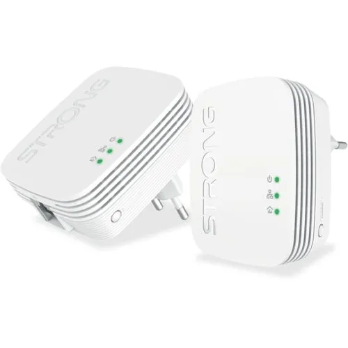 STRONG Powerline 600 Duo Set Mini - 2 Powerline-Adapter 600 Mbps, nahtlose Internetverbindung bis 300 m Reichweite, Plug & Play Installation