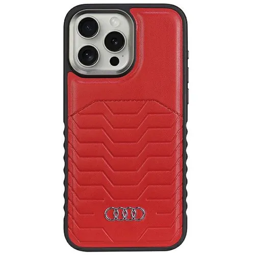 Audi Apple iPhone 15 Pro Kunstleder MagSafe Hardcase Hülle Rot