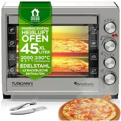 TurboTronic Elektrobackofen 45L mit Umluft, Grill & Drehspieß
