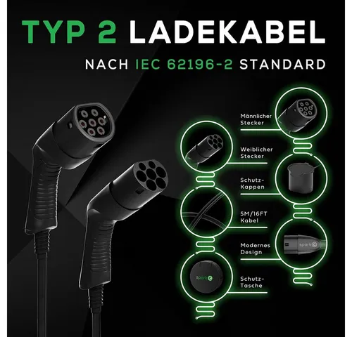 SPARK-E Typ 2 Ladekabel 11kW 5M für EV Elektroautos