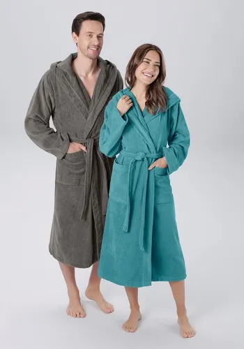OTTO home Unisex-Bademantel Regona, Hotelbademantel, Morgenmantel, Standardlänge & Überlänge, Langform, Veloursfrottier, Kapuze, Gürtel, Damen & Herren, mit Taschen, flauschig, weich, Velours, Sauna & Spa