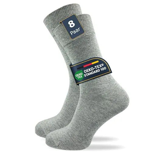 GAWILO Herren Socken aus 100% Baumwolle (8 Paar) | Bequeme Baumwollsocken ohne drückende Naht - Hochwertige Herren Socken aus 100% Baumwolle, ideal für empfindliche Füße. Die handgekettelte Zehenspitze sorgt für höchsten Tragekomfort. Verstärkte Ferse und Fußspitze garantieren Langlebigkeit.