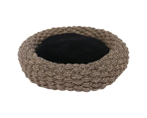 DUVO+ Tierbett Bett Espresso rund Baumwollseil schwarz/braun für Katzen