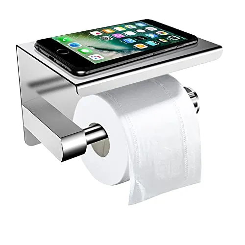 Toilettenpapierhalter Ohne Bohren mit Ablage, ZOTO 3M-Kleber Selbstklebend Klorollenhalter Edelstahl, Klopapierhalter WC Papier Halterung Wandmontage für Küche und Badzimmer