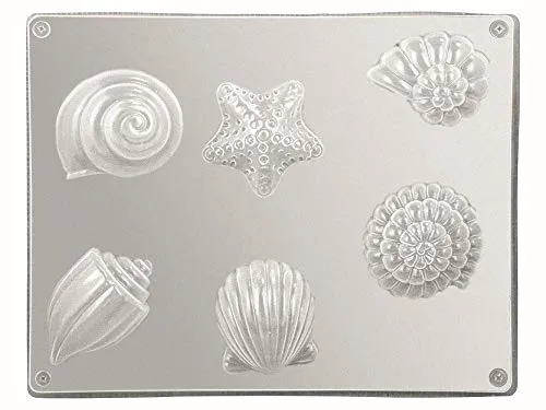 CREARTEC Gießform Muscheln 6 Motive 24x19 cm für Kreativgießmasse Beton Seife aus Polyethylen Ganzjährig nutzbar Ideal für kreative Gestaltung und Formen