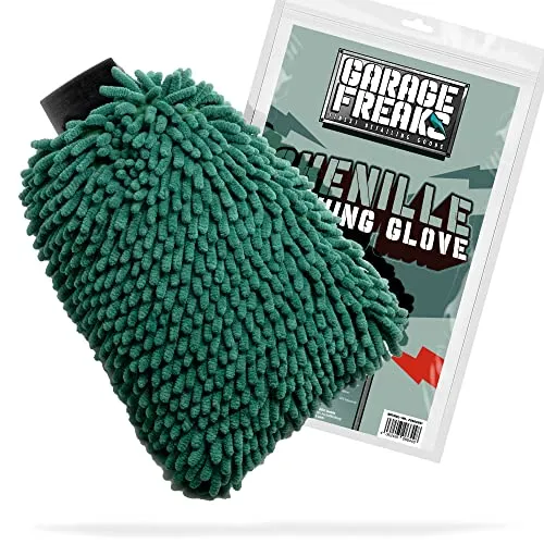 Auto Waschhandschuh - Chenille Washing Glove mit extrem weichen Mikrofasern - Wash Mitt für eine schonende Lackpflege - Farbe: Hellgrün - Garage Freaks