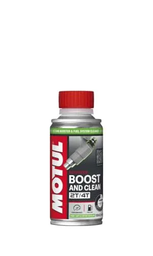 Motul Oktan-Booster und Reinigungs-Additiv für Kraftstoffsysteme von Motorrollern mit 2- und 4-Takt-Motoren, Mehr Leistung, weniger Verbrauch und Emissionen, Boost and Clean Scooter, 100 ml
