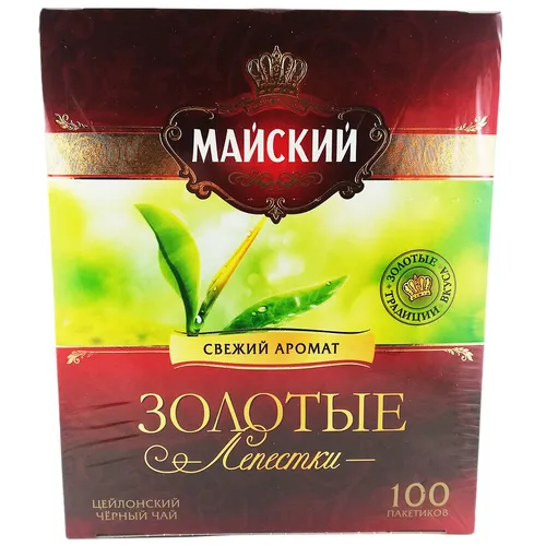 Maiski Chai Zolotye Lepestki schwarzer Ceylon Tee 100 Teebeutel Schwarztee