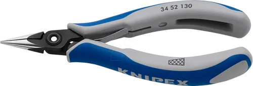 Knipex 34 52 130 Flachrundzange - Spitzzange aus Chrom-Vanadium Kugellagerstahl, ideal für präzise Montagearbeiten in Elektronik und Feinmechanik. Ergonomische Handhabung und reibungsfreies Gelenk für optimale Ergebnisse.