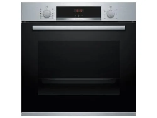 Bosch HRA534BS0 Serie 4 Einbau-Backofen mit Dampfunterstützung - Backöfen mit Dampfunterstützung für knusprige und saftige Speisen, EcoClean Direct Reinigungshilfe für minimalen Putzaufwand und 3D Heißluft für gleichmäßiges Garen auf 3 Ebenen.