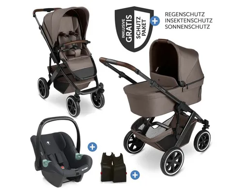 ABC Design Kombi-Kinderwagen Salsa 5 Air Set - Pure - Nature, 3in1 Kinderwagen Buggy mit Babywanne, Babyschale, Sportsitz & Zubehör