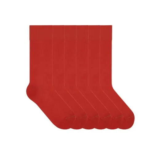 von Jungfeld - 6er Set Classic Socken für Damen & Herren - Rot - 🎨 BRING FARBE INS SPIEL – Mit diesem 6er Set aus Bio-Baumwolle setzt Du modische Akzente. Ideal für Business, Sport oder Freizeit. 🧦 KOMFORTABEL & ROBUST – Der hohe Baumwollanteil sorgt für ein angenehmes Tragegefühl. Perfekte Passform dank verstärkter Ferse und elastischem Bund.