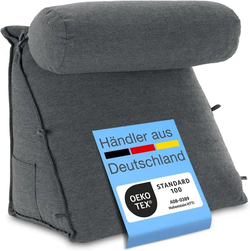 Produktbild ELONEO Rückenkissen mit Nackenrolle für Bett & Sofa
