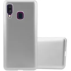 Cadorabo Schutzhülle für Samsung Galaxy A40 Hülle in Silber Handyhülle TPU Silikon Etui Cover Case