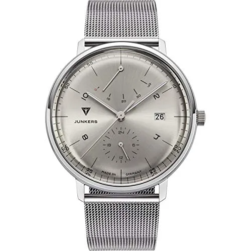 Junkers Bauhaus 41mm Analog Automatik Herrenuhr Gangreserve Edelstahlarmband Silber 9.11.01.03.M
