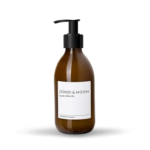 JONDI&MOON Aloe Vera Gel - Nachfüllbares Aloe Gel - Erfrischend - Feuchtigkeitsspendend - Beruhigend - 250ml Glasflasche