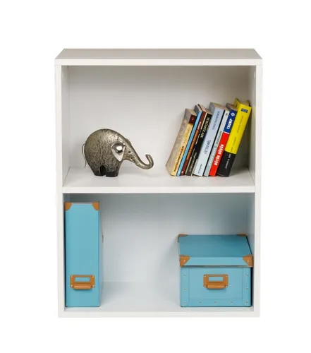 Breites Bücherregal mit 2 Fächern, weiß, 60x31x77 cm