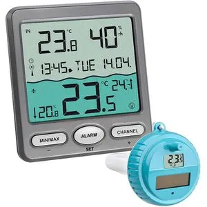TFA Dostmann Venice Poolthermometer - Digitales Funk-Poolthermometer zur Wassertemperaturüberwachung, schwimmend und mit Temperaturalarm für Pool und Teich