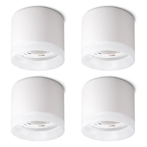 SSC-LUXon Aufputz Deckenleuchte VORA weiß matt 4er Pack - Deckenspots mit blendfreiem Licht, ideal für Wohnzimmer und Küche, schaffen eine behagliche Atmosphäre und lassen sich direkt an 230 Volt anschließen.