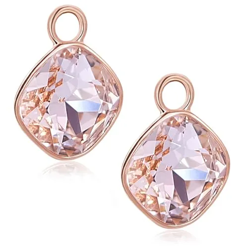 Rosegold Charm Anhänger 2 Stück 925 Sterling Silber Rosa Markenkristalle NOBEL SCHMUCK®